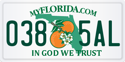 FL license plate 0385AL