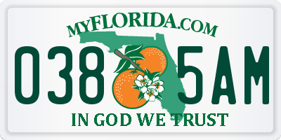 FL license plate 0385AM