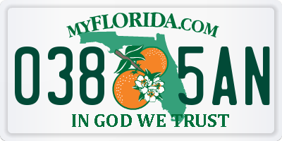 FL license plate 0385AN