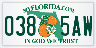 FL license plate 0385AW