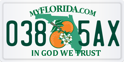FL license plate 0385AX