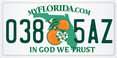 FL license plate 0385AZ