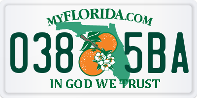 FL license plate 0385BA