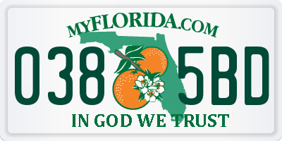 FL license plate 0385BD