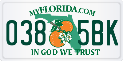 FL license plate 0385BK