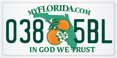 FL license plate 0385BL