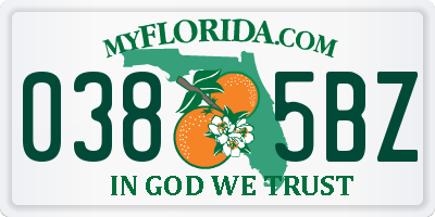FL license plate 0385BZ