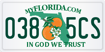 FL license plate 0385CS
