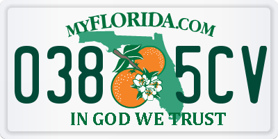 FL license plate 0385CV