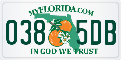 FL license plate 0385DB