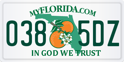 FL license plate 0385DZ