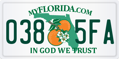 FL license plate 0385FA
