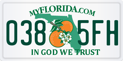 FL license plate 0385FH