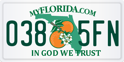 FL license plate 0385FN