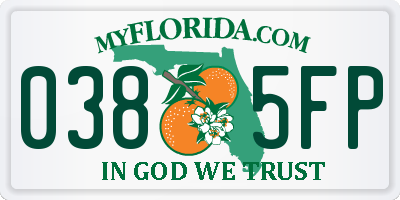 FL license plate 0385FP