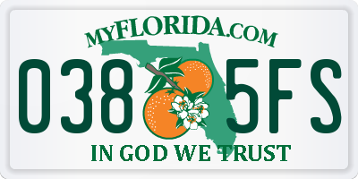 FL license plate 0385FS