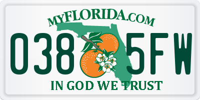 FL license plate 0385FW