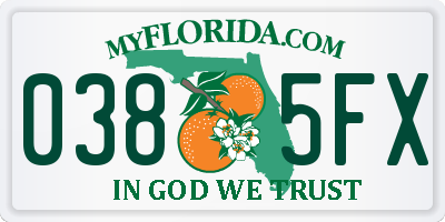 FL license plate 0385FX