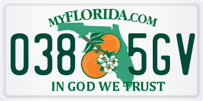 FL license plate 0385GV