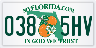 FL license plate 0385HV