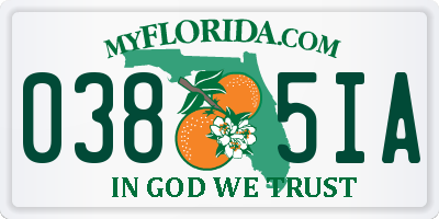 FL license plate 0385IA