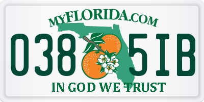 FL license plate 0385IB
