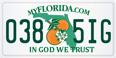 FL license plate 0385IG