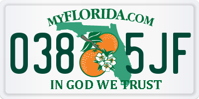 FL license plate 0385JF
