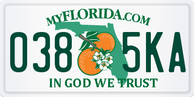 FL license plate 0385KA