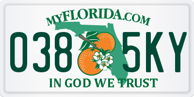 FL license plate 0385KY