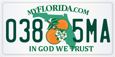 FL license plate 0385MA