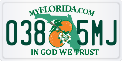 FL license plate 0385MJ