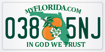 FL license plate 0385NJ