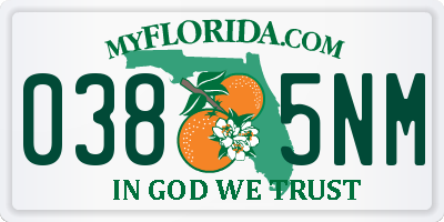 FL license plate 0385NM