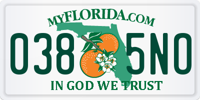 FL license plate 0385NO