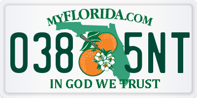 FL license plate 0385NT