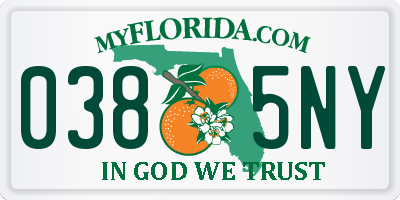 FL license plate 0385NY