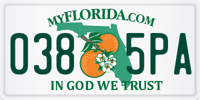FL license plate 0385PA