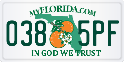 FL license plate 0385PF
