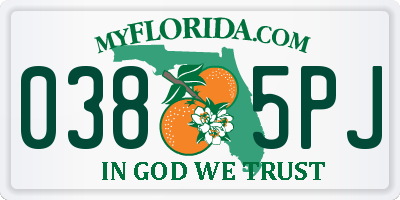 FL license plate 0385PJ