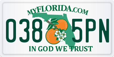 FL license plate 0385PN