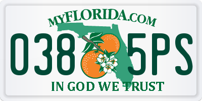 FL license plate 0385PS