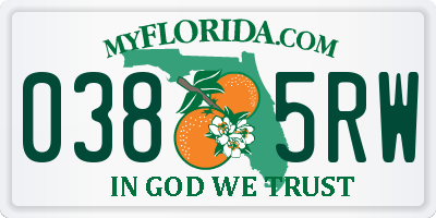 FL license plate 0385RW