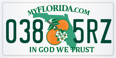 FL license plate 0385RZ