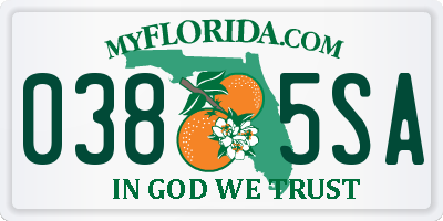 FL license plate 0385SA
