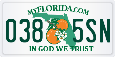 FL license plate 0385SN