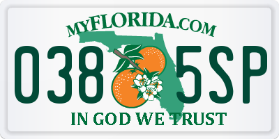FL license plate 0385SP