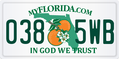 FL license plate 0385WB