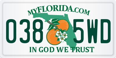FL license plate 0385WD