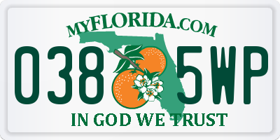 FL license plate 0385WP
